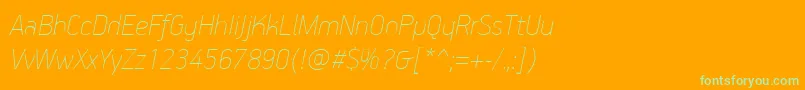 PfhandbookproExtrathinitalic Font – Green Fonts on Orange Background