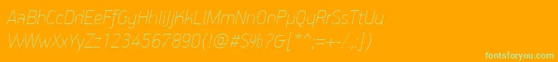 PfhandbookproExtrathinitalic-Schriftart – Grüne Schriften auf orangefarbenem Hintergrund