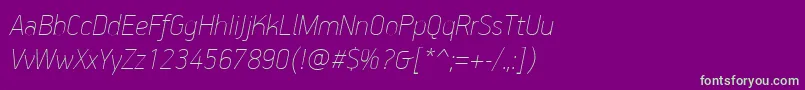 PfhandbookproExtrathinitalic Font – Green Fonts on Purple Background