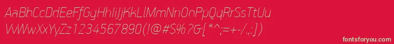 フォントPfhandbookproExtrathinitalic – 赤い背景に緑の文字