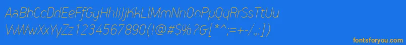 PfhandbookproExtrathinitalic Font – Orange Fonts on Blue Background