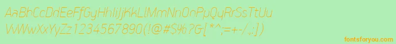 PfhandbookproExtrathinitalic Font – Orange Fonts on Green Background