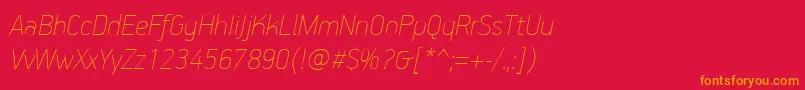 フォントPfhandbookproExtrathinitalic – 赤い背景にオレンジの文字