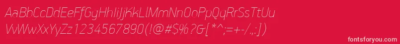 PfhandbookproExtrathinitalic Font – Pink Fonts on Red Background