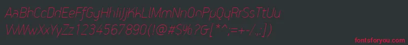 PfhandbookproExtrathinitalic Font – Red Fonts on Black Background
