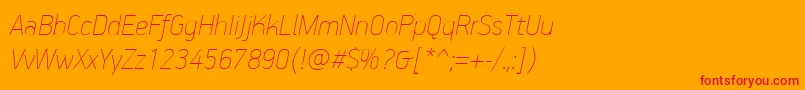 PfhandbookproExtrathinitalic-Schriftart – Rote Schriften auf orangefarbenem Hintergrund