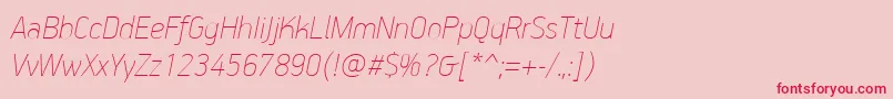 フォントPfhandbookproExtrathinitalic – ピンクの背景に赤い文字
