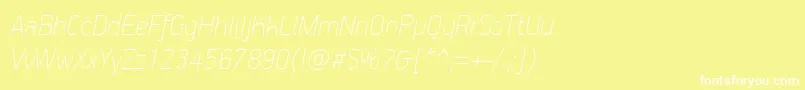 PfhandbookproExtrathinitalic Font – White Fonts on Yellow Background