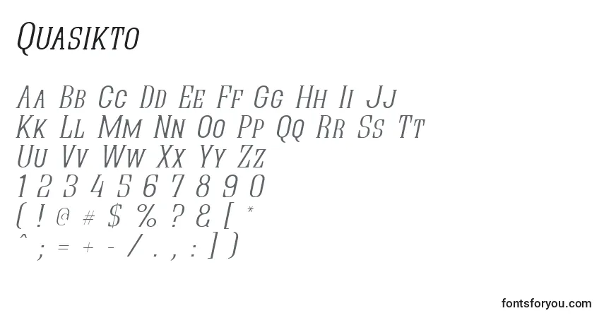Czcionka Quasikto – alfabet, cyfry, specjalne znaki