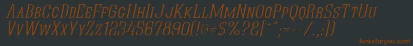 Quasikto-Schriftart – Braune Schriften auf schwarzem Hintergrund