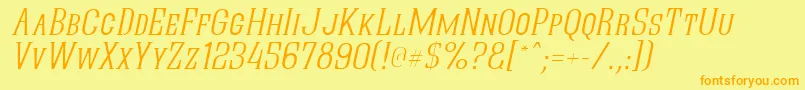 Quasikto-Schriftart – Orangefarbene Schriften auf gelbem Hintergrund