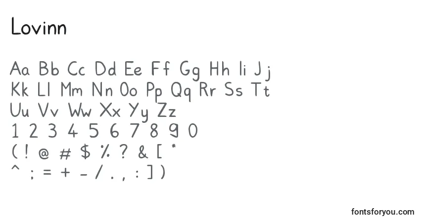 A fonte Lovinn – alfabeto, números, caracteres especiais