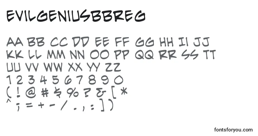 Schriftart EvilgeniusbbReg – Alphabet, Zahlen, spezielle Symbole