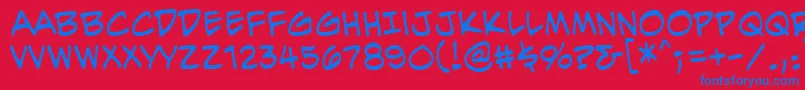 EvilgeniusbbReg-Schriftart – Blaue Schriften auf rotem Hintergrund