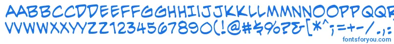 EvilgeniusbbReg-Schriftart – Blaue Schriften auf weißem Hintergrund