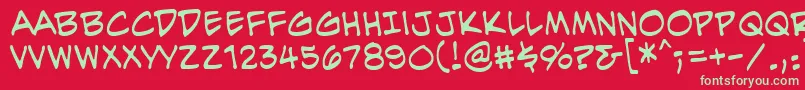 EvilgeniusbbReg-Schriftart – Grüne Schriften auf rotem Hintergrund