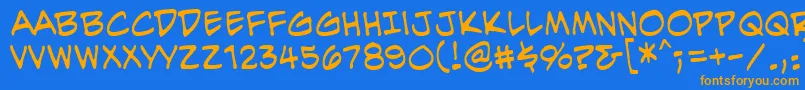 EvilgeniusbbReg Font – Orange Fonts on Blue Background