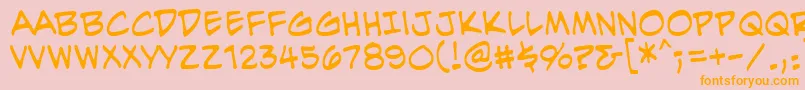 EvilgeniusbbReg-fontti – oranssit fontit vaaleanpunaisella taustalla
