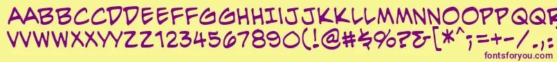 EvilgeniusbbReg Font – Purple Fonts on Yellow Background