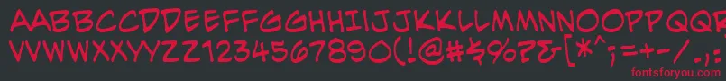 EvilgeniusbbReg-fontti – punaiset fontit mustalla taustalla