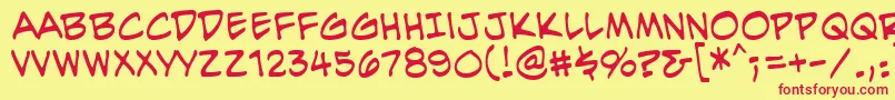 EvilgeniusbbReg Font – Red Fonts on Yellow Background