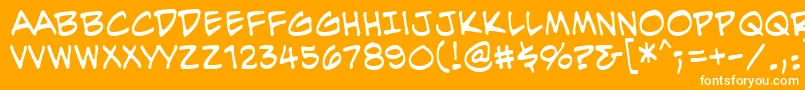 Czcionka EvilgeniusbbReg – białe czcionki na pomarańczowym tle