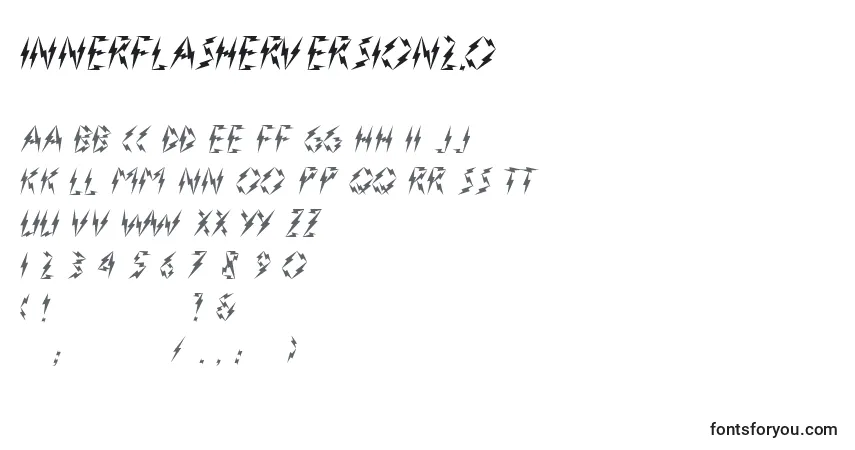 A fonte InnerFlasherVersion2.0 – alfabeto, números, caracteres especiais