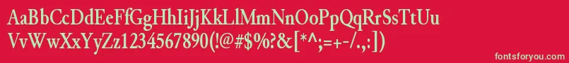 フォントJunicodeBoldcondensed – 赤い背景に緑の文字