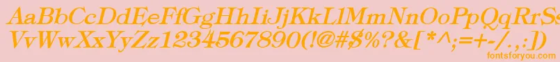 TypographyTimesBoldItalic-Schriftart – Orangefarbene Schriften auf rosa Hintergrund