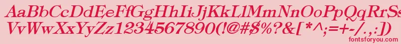 Fonte TypographyTimesBoldItalic – fontes vermelhas em um fundo rosa