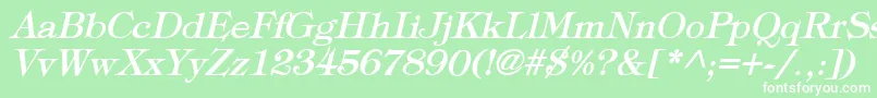 Fonte TypographyTimesBoldItalic – fontes brancas em um fundo verde