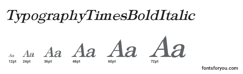 Tamaños de fuente TypographyTimesBoldItalic