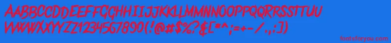 FrankentypePersonalUseOnly-Schriftart – Rote Schriften auf blauem Hintergrund
