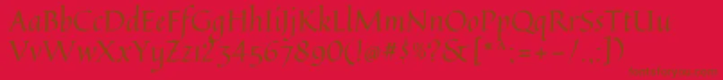 QuintessentialRegular-fontti – ruskeat fontit punaisella taustalla