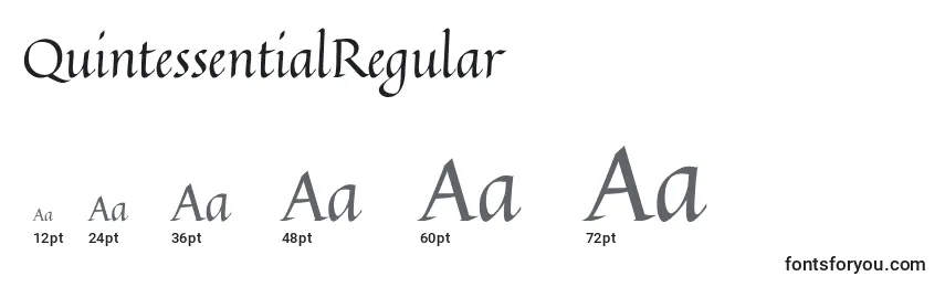 Размеры шрифта QuintessentialRegular