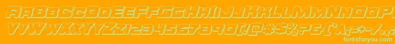 Orecrusher3Dital-Schriftart – Grüne Schriften auf orangefarbenem Hintergrund