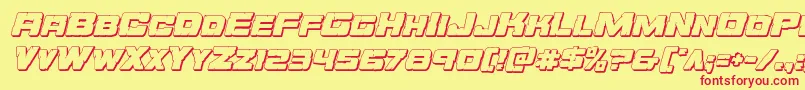Orecrusher3Dital-Schriftart – Rote Schriften auf gelbem Hintergrund