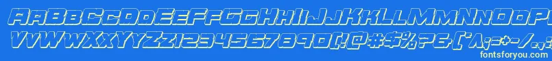 Orecrusher3Dital-Schriftart – Gelbe Schriften auf blauem Hintergrund