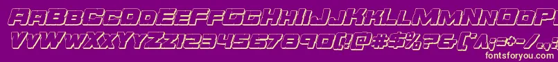 Orecrusher3Dital-Schriftart – Gelbe Schriften auf violettem Hintergrund