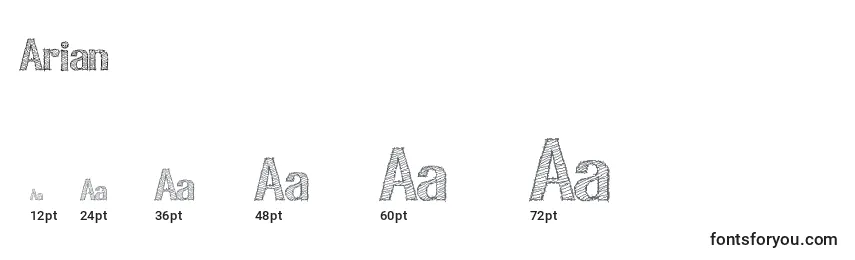Размеры шрифта Arian