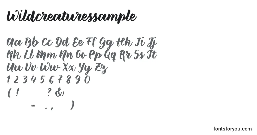Schriftart Wildcreaturessample (82139) – Alphabet, Zahlen, spezielle Symbole