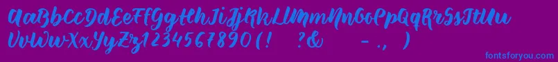 フォントWildcreaturessample – 紫色の背景に青い文字