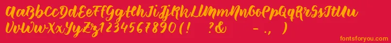 フォントWildcreaturessample – 赤い背景にオレンジの文字