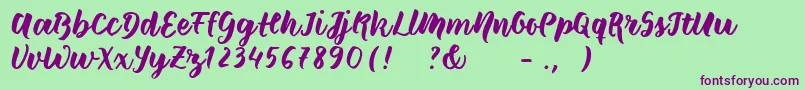 Шрифт Wildcreaturessample – фиолетовые шрифты на зелёном фоне