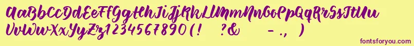 Шрифт Wildcreaturessample – фиолетовые шрифты на жёлтом фоне