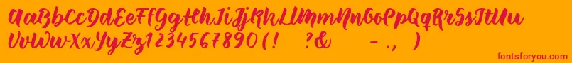 フォントWildcreaturessample – オレンジの背景に赤い文字