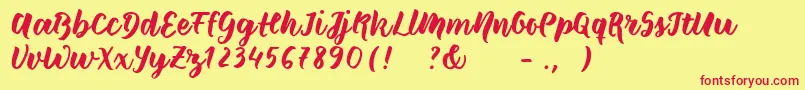 Шрифт Wildcreaturessample – красные шрифты на жёлтом фоне