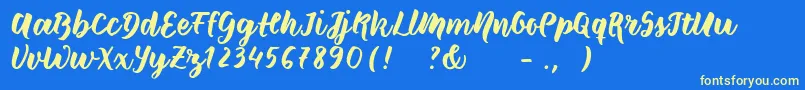 フォントWildcreaturessample – 黄色の文字、青い背景