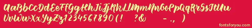 Wildcreaturessample-fontti – keltaiset fontit punaisella taustalla