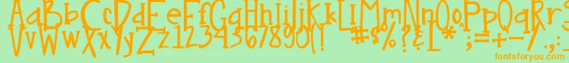 DjbNouveau-fontti – oranssit fontit vihreällä taustalla